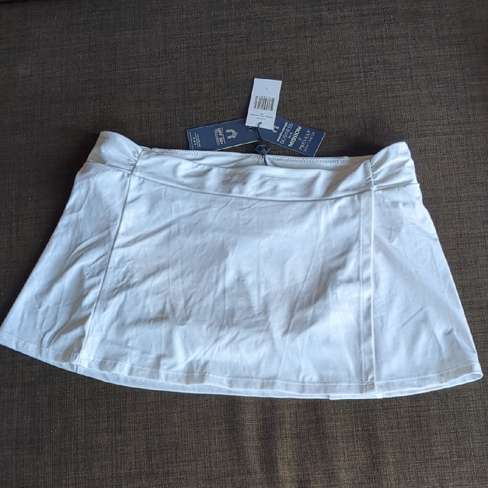CABANA LIFE New White Classic Swim Bikini-Skirt 11" Slit UPF 50+ Protection